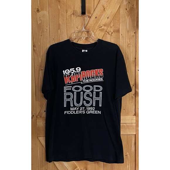 Vintage Rush Concert T Shirt Large Single Stitch 1992 90s KBPI 105.9 Denver - Picture 1 of 6